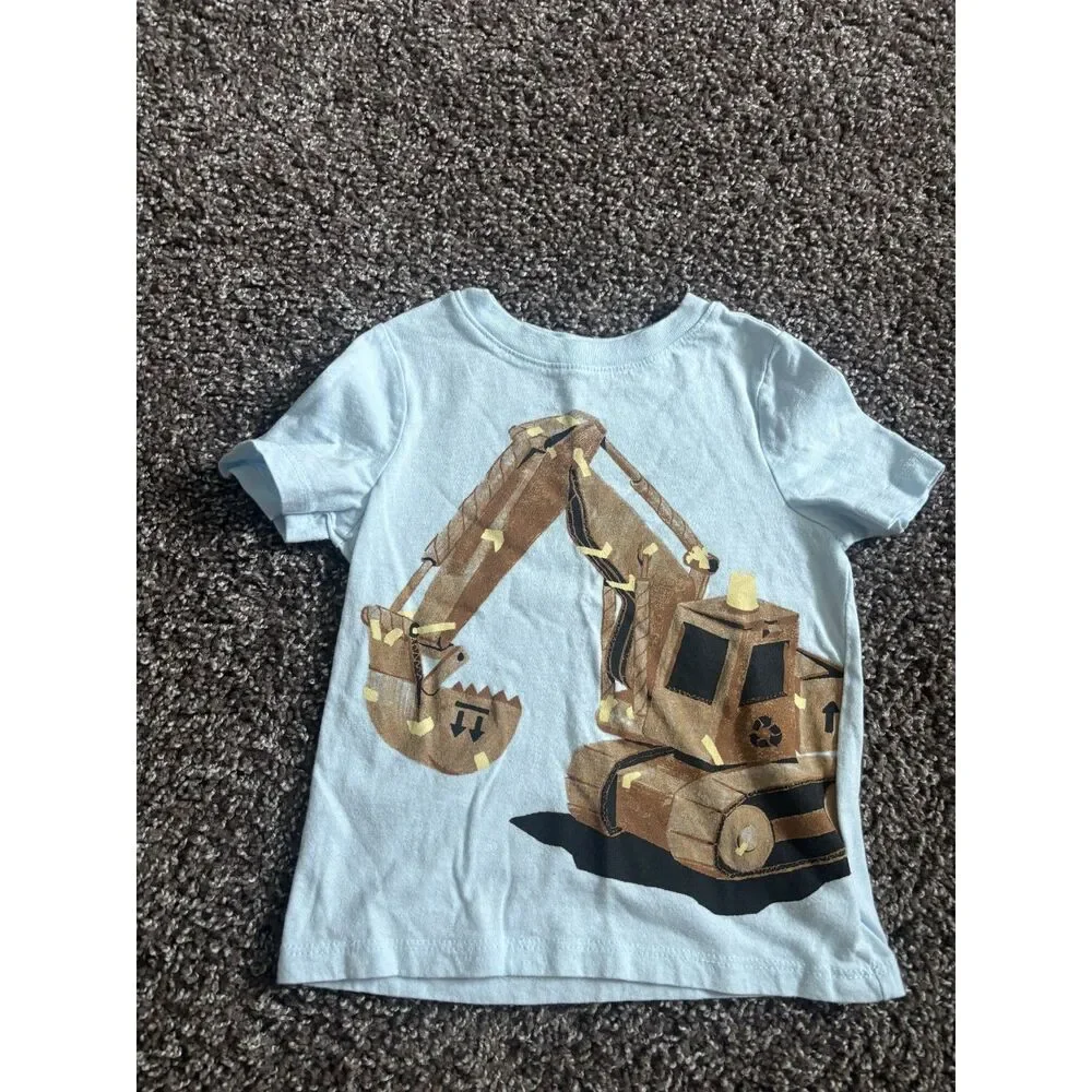 Old Navy Toddler Boys Excavator Graphic Blue T-Shirt Size 2T